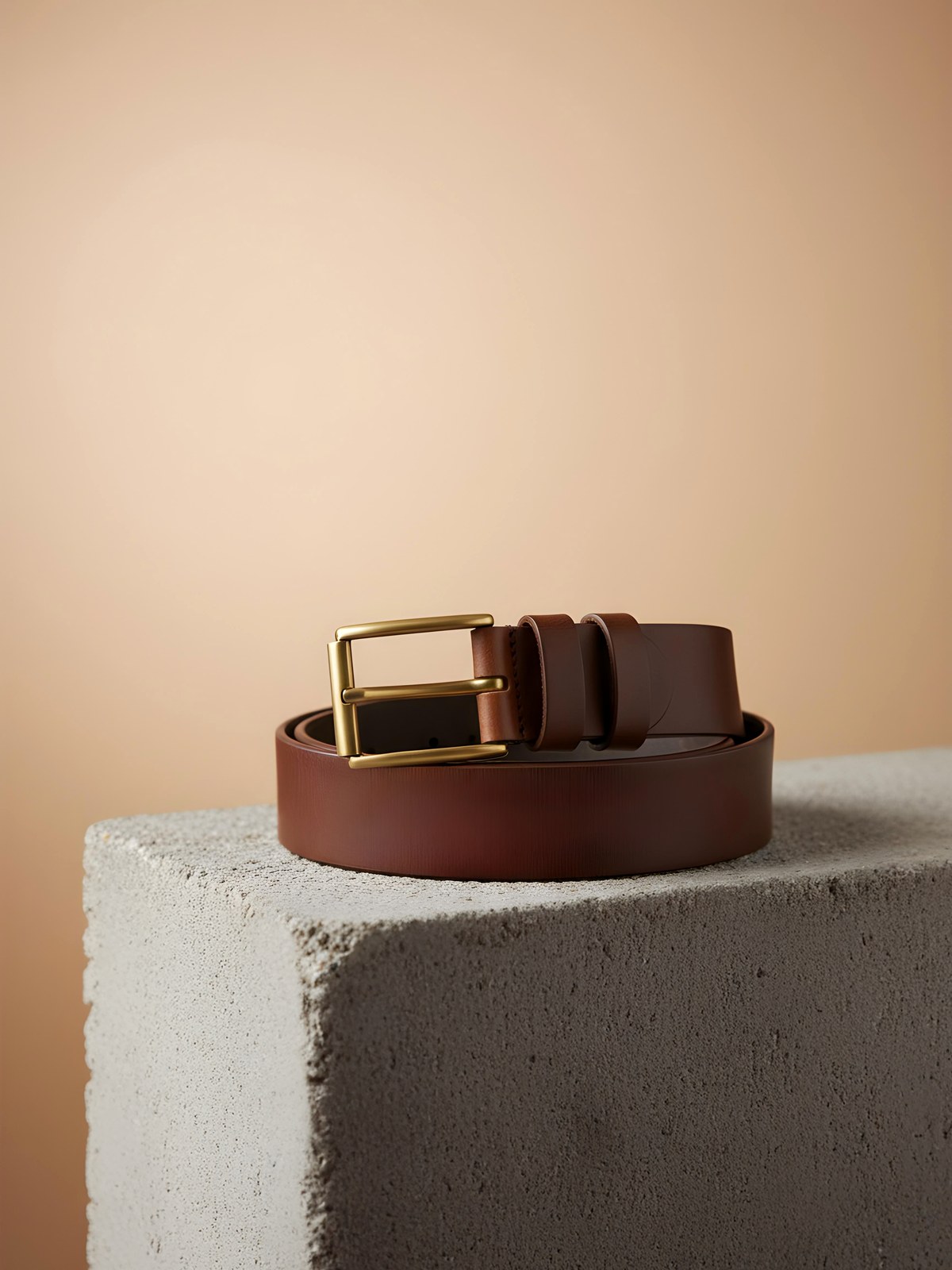 Gold-Buckle Leather Belt premium accessory product photo for Velvet Souq UAE