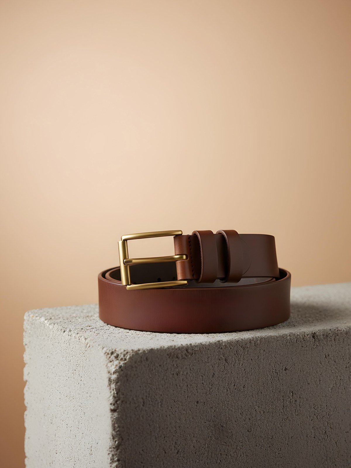 Gold-Buckle Leather Belt gallery image