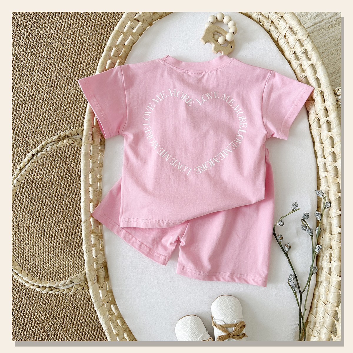 Kids Heart Print Short-Sleeve Set studio product photo