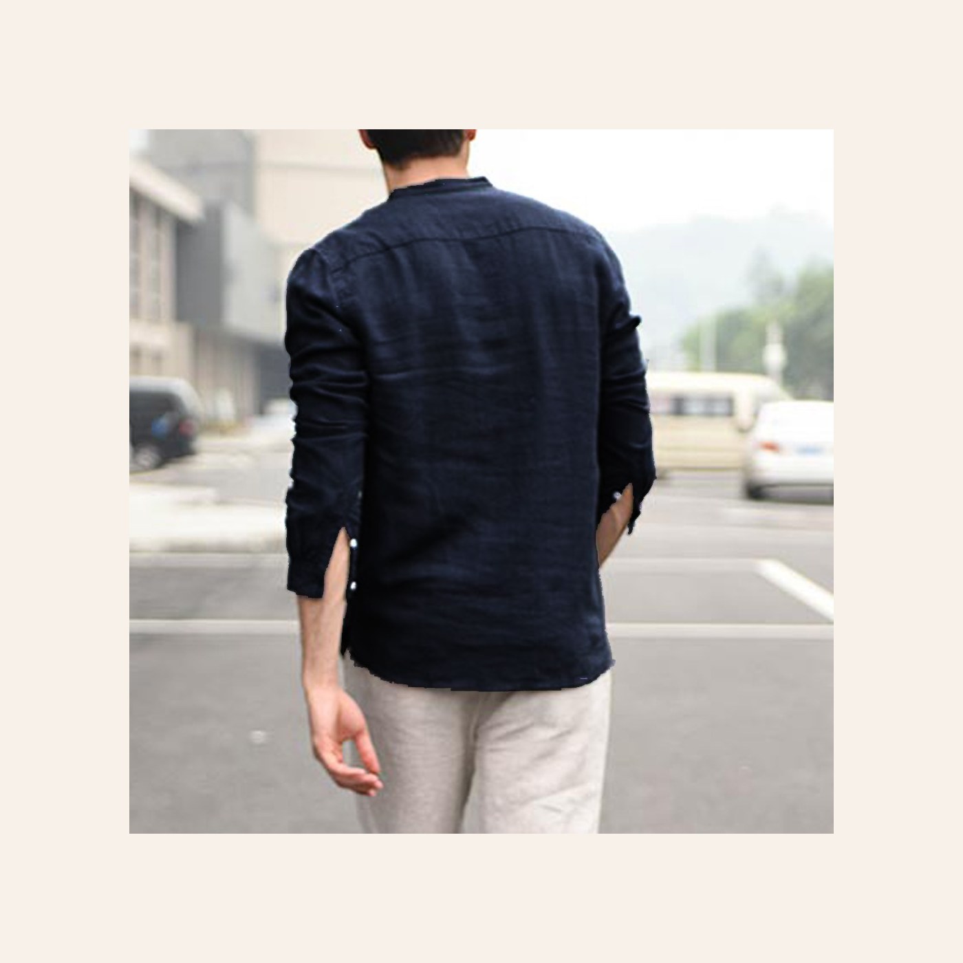 Gents Vintage White Shirt Button Linen Shirts