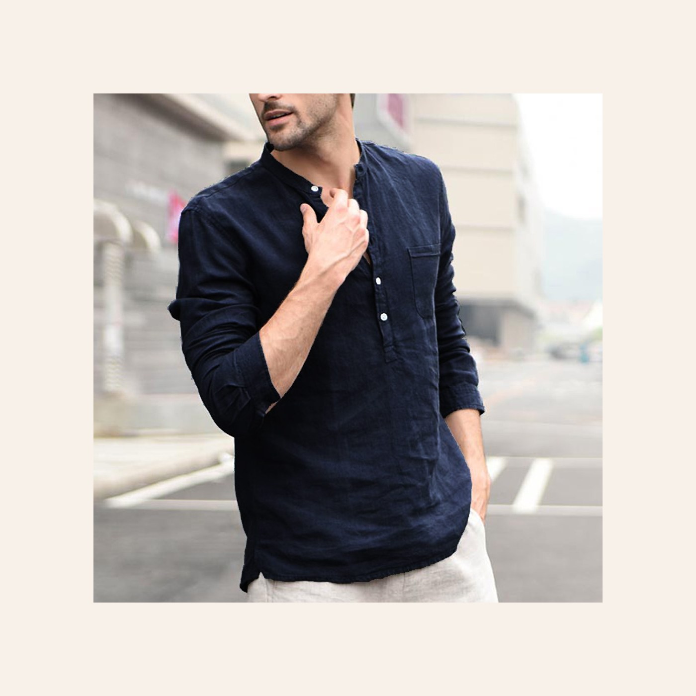 Gents Vintage White Shirt Button Linen Shirts gallery image