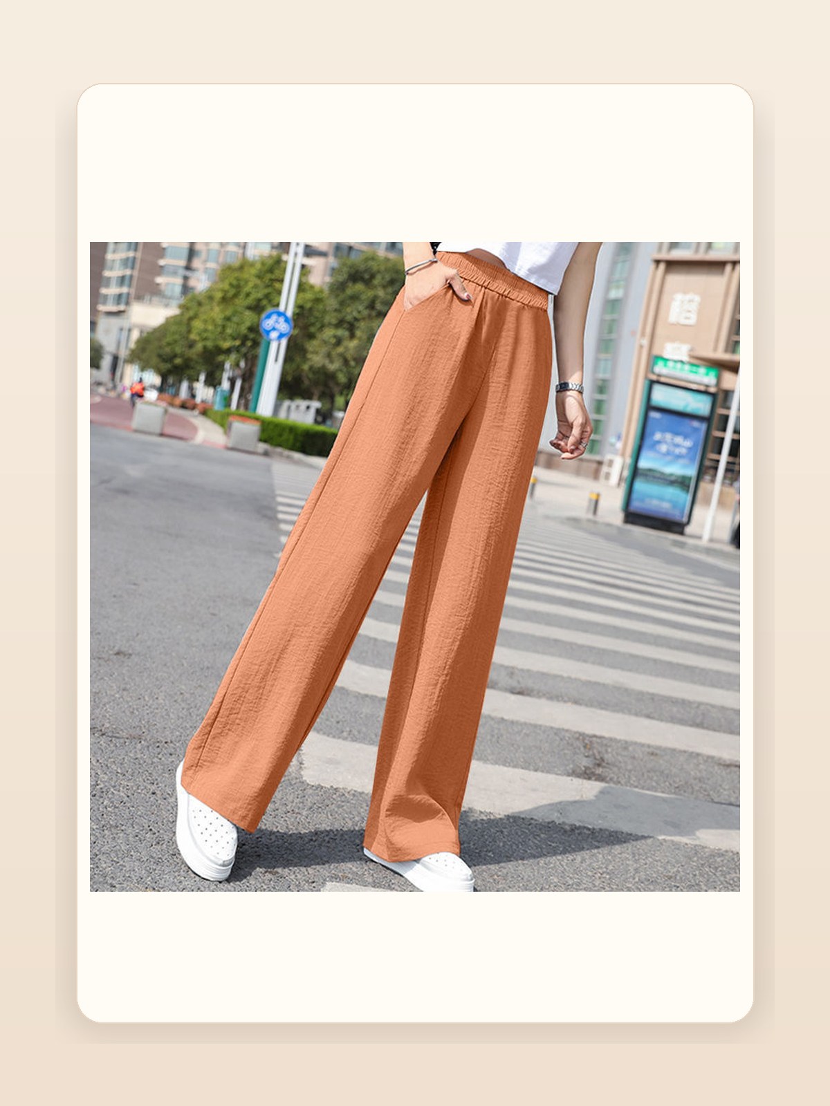Ladies Linen Wide-Leg Pants gallery image